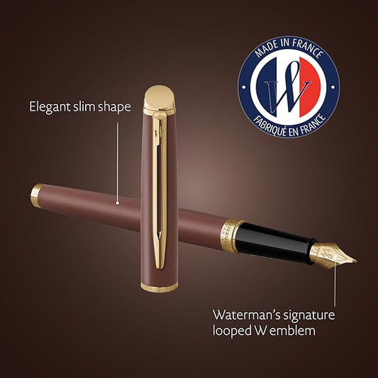 Waterman Hémisphère vulpen De subtiele versie Koperrood roestvrijstalen fijne penpunt met Geschenkdoos — Zeer goed
