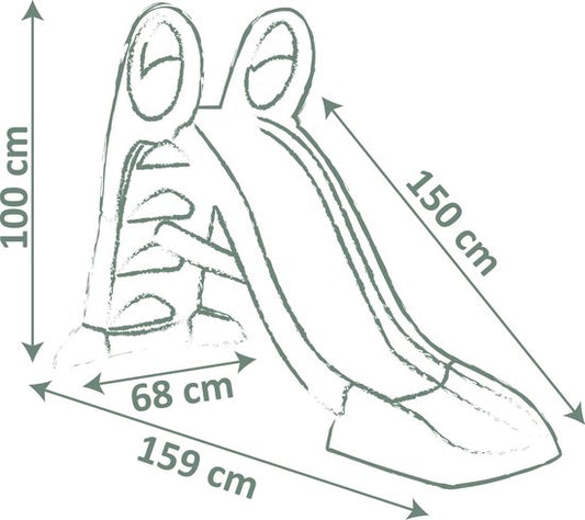 Smoby Life Glijbaan KS slide with dimensions diagram showing measurements in centimeters