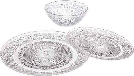 Kristallook servies 18-delig voor 6 personen — gebruikt