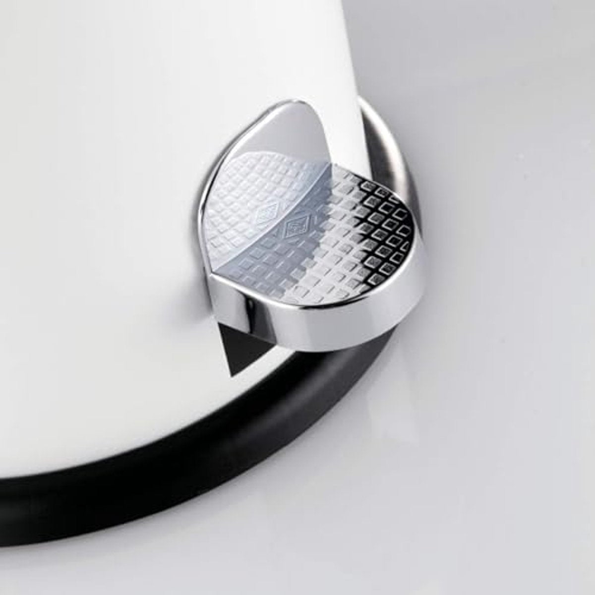 WESCO Kickmaster Maxi trash can foot pedal with chrome and black finish