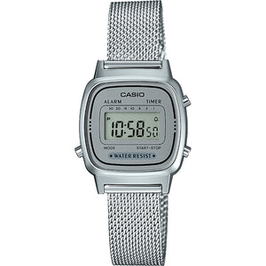 Casio retro dameshorloge 24mm zilverkleurig