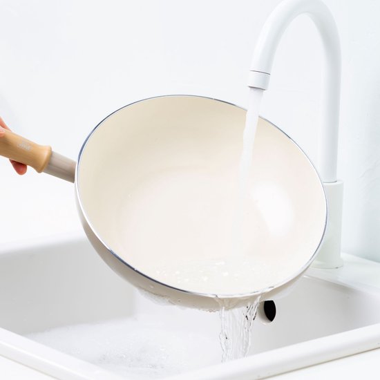 GreenChef Nordics keramische inductie wokpan 28cm/3.7L Crème — Zeer goed