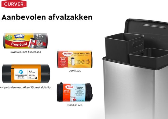 Curver Decobin Duo prullenbak 52L β gebruikt