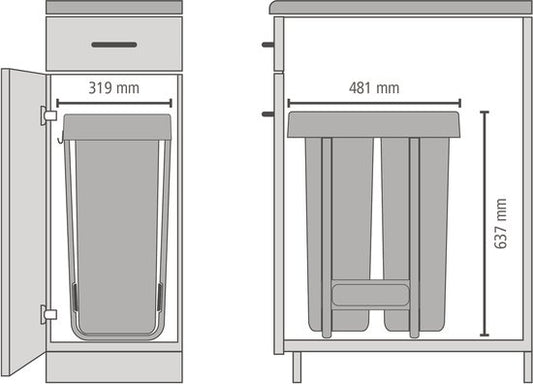 Brabantia Sort & Go Inbouw Prullenbak — zo goed als nieuw