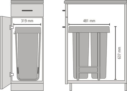 Brabantia Sort & Go Inbouw Prullenbak — zo goed als nieuw