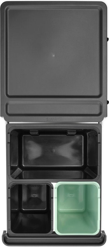 Brabantia Sort & Go built-in waste bin with green compartment and black containers