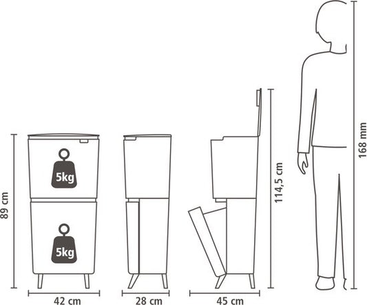 Brabantia SortUp Hi Prullenbak 25 + 10 + — zo goed als nieuw