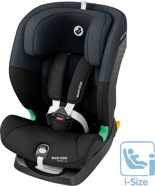 Maxi-Cosi Titan S i-Size car seat in black with green safety indicators
