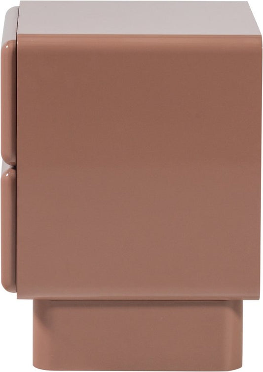 WOOOD Lustra bedside table in terracotta wood with light grey top and metal hardware
