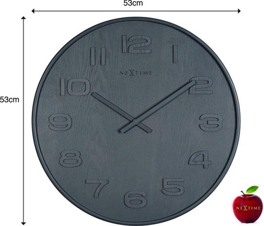 NeXtime Wood Wood Big Klok Rond Hout Ø53 cm Grijs/Wit — Zeer goed