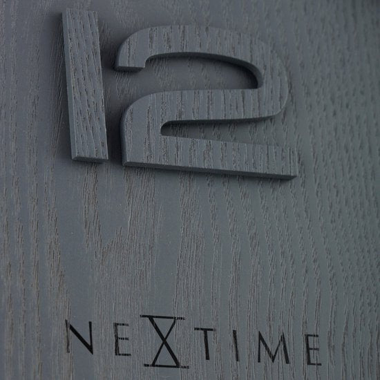 NeXtime Wood Wood Big Klok Rond Hout Ø53 cm Grijs/Wit — Zeer goed