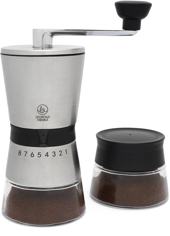 Leopold Vienna Koffiemolen + Bewaarpot — zo goed als nieuw