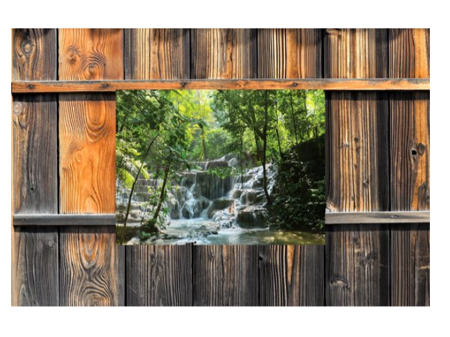Customize-it - Waterval tredes 70x50cm Tuinschilderij