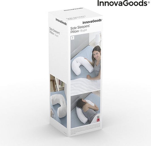 InnovaGoods Relax Slaapkussen - Ergonomisch -Lichaamskussen- U-vormig Zijslaapkussen - 60% Polyester - Wit