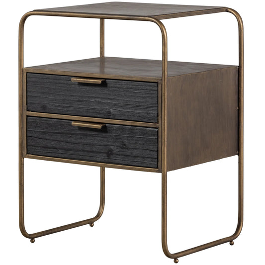 WOOOD Polite nachtkastje metaal/hout antique brass