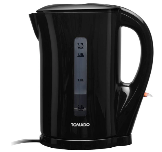 Tomado TWK1700B - Waterkoker - 1,7 liter - Kunststof - Lichtgewicht - Waterniveau indicator - Zwart