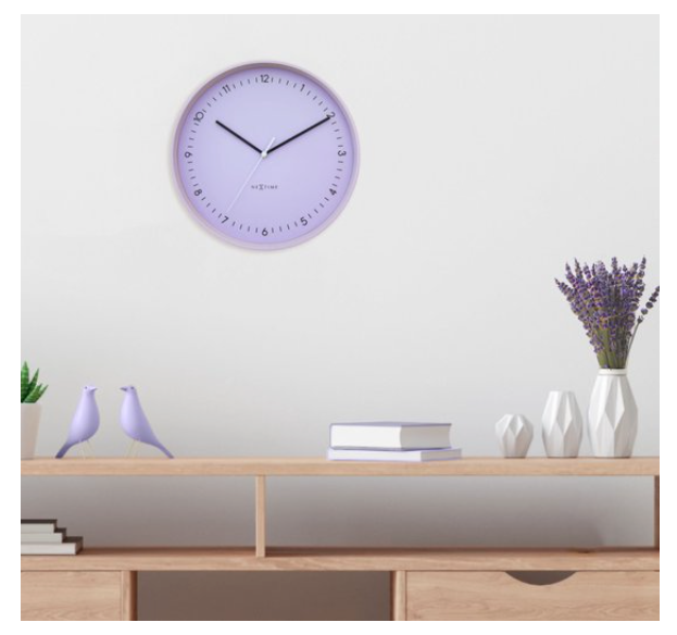 Wandklok 40cm - Stil - Lavendel - Metaal - NeXtime 'Berlin L'