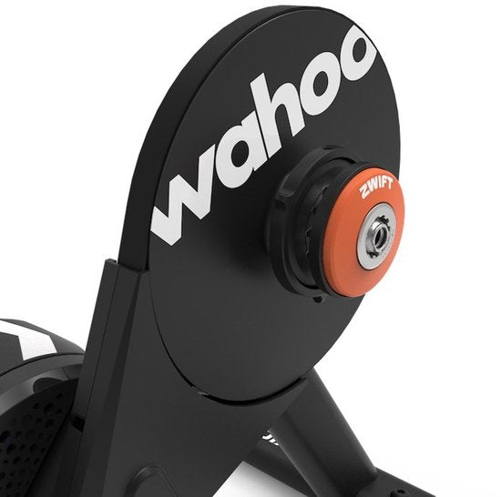 Wahoo KICKR CORE 2 smart trainer with black frame and orange resistance knob