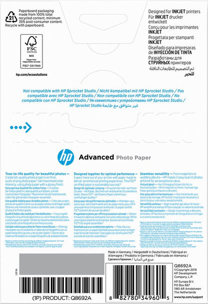 HP Fotopapier 250g 10x15cm 100 vellen — zo goed als nieuw