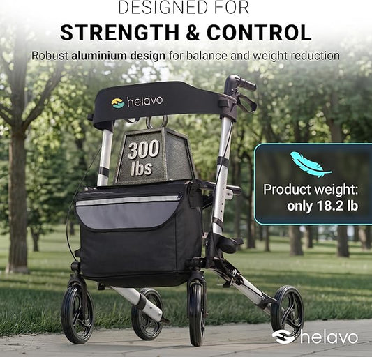 Helavo opvouwbare premium rollator - Lichtgewicht aluminium - Maximale mobiliteit binnen en buiten