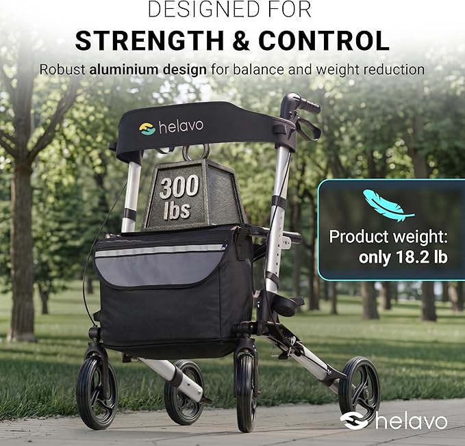 Helavo opvouwbare premium rollator - Lichtgewicht aluminium - Maximale mobiliteit binnen en buiten