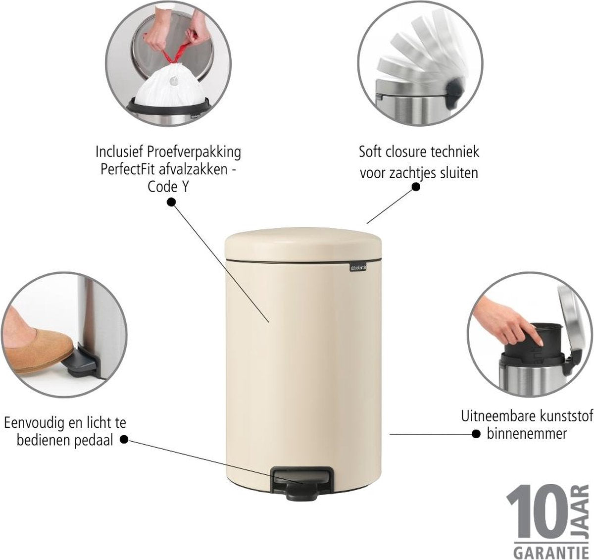 Brabantia NewIcon Prullenbak - 20 liter — nieuw