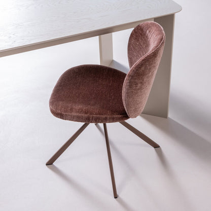 WOOOD Femke Eetkamerstoelen Chenille Bruin Set 2 — nieuw