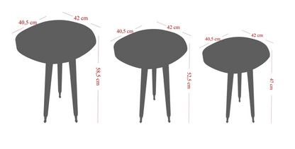 3-delige salontafelset, Kate, Lent, Zilver/Zwart