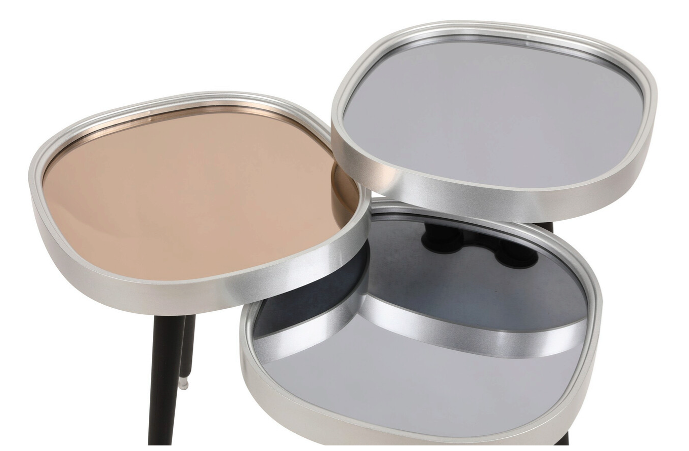 3-delige salontafelset, Kate, Lent, Zilver/Zwart