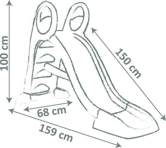 Smoby Life Glijbaan KS slide with dimensions diagram showing measurements in centimeters