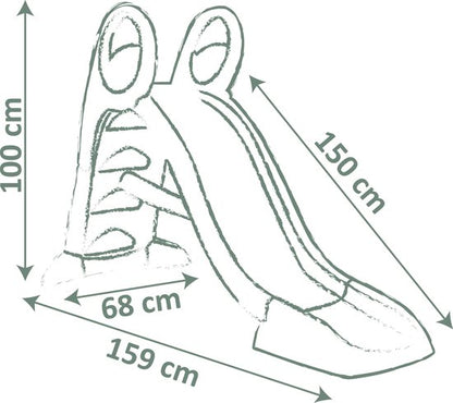 Smoby Life Glijbaan KS slide with dimensions diagram showing measurements in centimeters