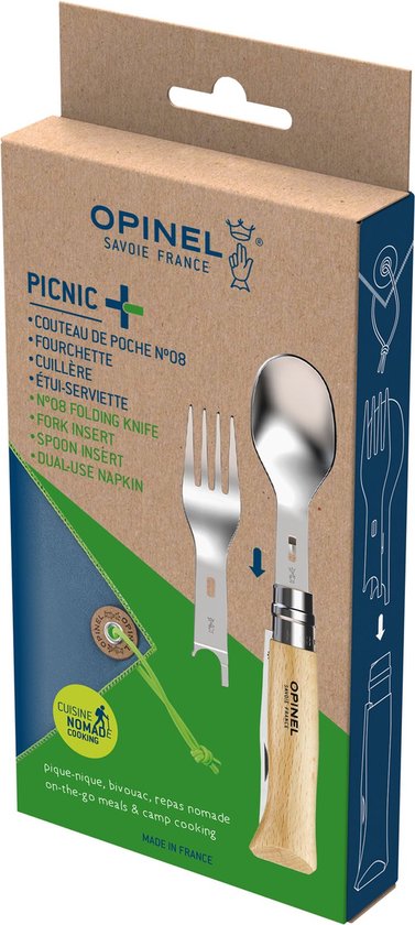 Opinel Picnic Plus reisbestek - RVS/beuk — zo goed als nieuw