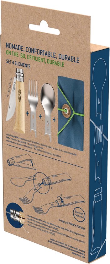 Opinel Picnic Plus reisbestek - RVS/beuk — zo goed als nieuw
