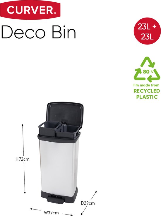 Curver Decobin Duo Prullenbak - 23L+23L — nieuw