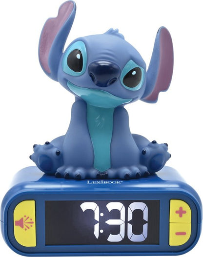 Digitale wekker met 3D Stitch nachtlampj — zo goed als nieuw