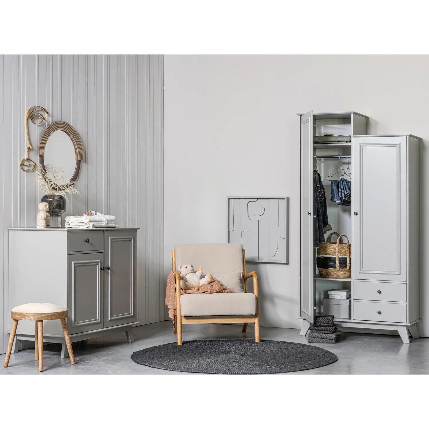WOOOD Mark Fauteuil Stof Naturel — nieuw