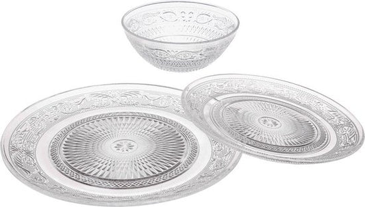 Kristallook servies 18-delig voor 6 personen — gebruikt