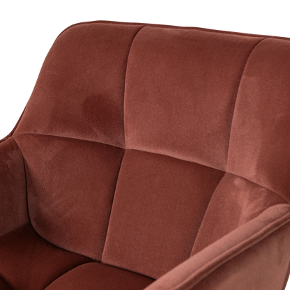 WOOOD Wibo Draaifauteuil Velvet Mat Bruinrood — nieuw