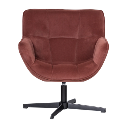 WOOOD Wibo Draaifauteuil Velvet Mat Bruinrood — nieuw