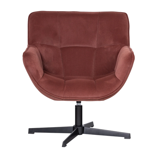 WOOOD Wibo Draaifauteuil Velvet Mat Bruinrood — nieuw