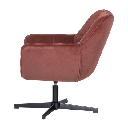 WOOOD Wibo Draaifauteuil Velvet Mat Bruinrood — nieuw