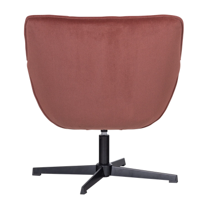 WOOOD Wibo Draaifauteuil Velvet Mat Bruinrood — nieuw
