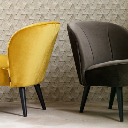 WOOOD Sara Fauteuil Velvet oker — nieuw