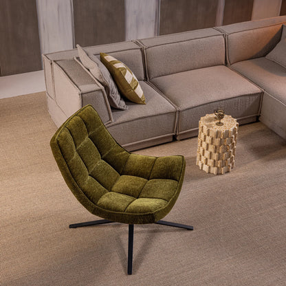 WOOOD Maudi Draaifauteuil Chenille Groen — nieuw