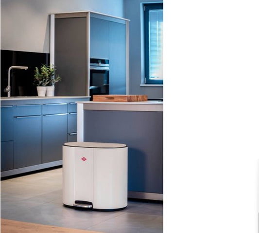 WESCO Multicollector 2 white pedal waste bin in modern kitchen setting