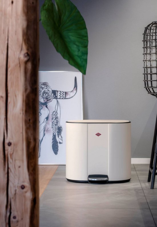 WESCO Multicollector 2 cream and black pedal waste bin with gold trim