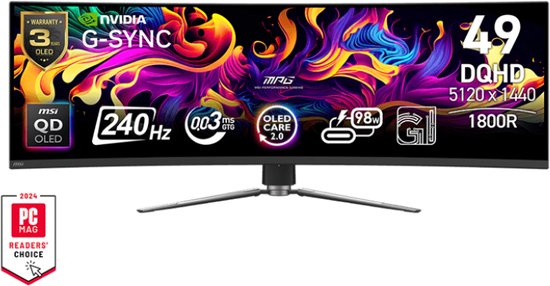 MSI MPG491CQPX QD-OLED Gaming Monitor — nieuw