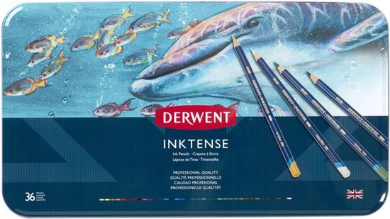 Derwent Inktense Potloden in blik 36 stuks — Zeer goed