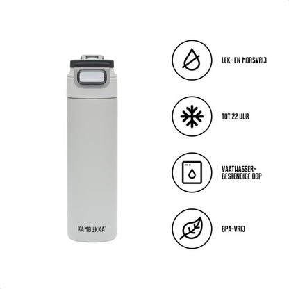 Kambukka Elton geïsoleerde waterfles 600ml Chalk White 2.0 met 3-in-1 deksel — Zeer goed