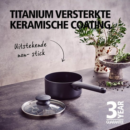 Brabantia VANTA Steelpan / Sauspan Ø16cm Inclusief glazen deksel Zwart — Zeer goed